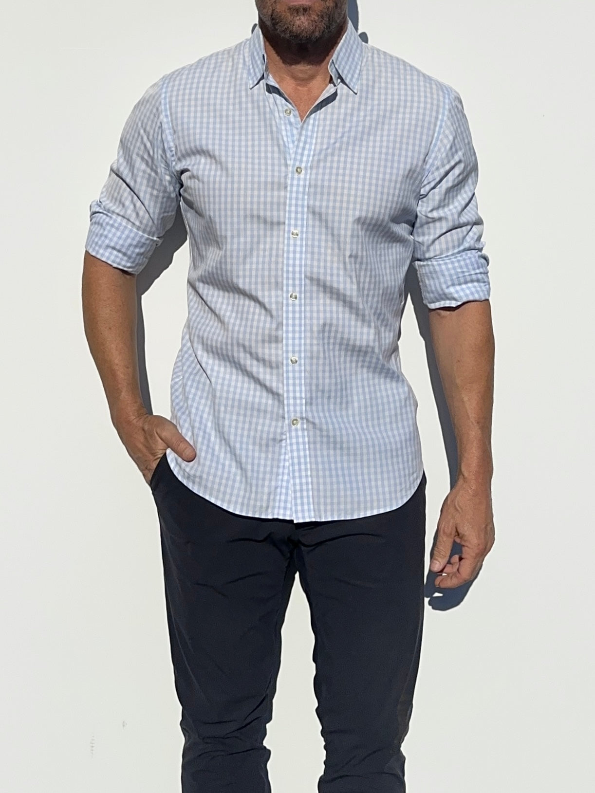 The Gingham Poplin - Light Blue Gingham Poplin – Teddy Stratford
