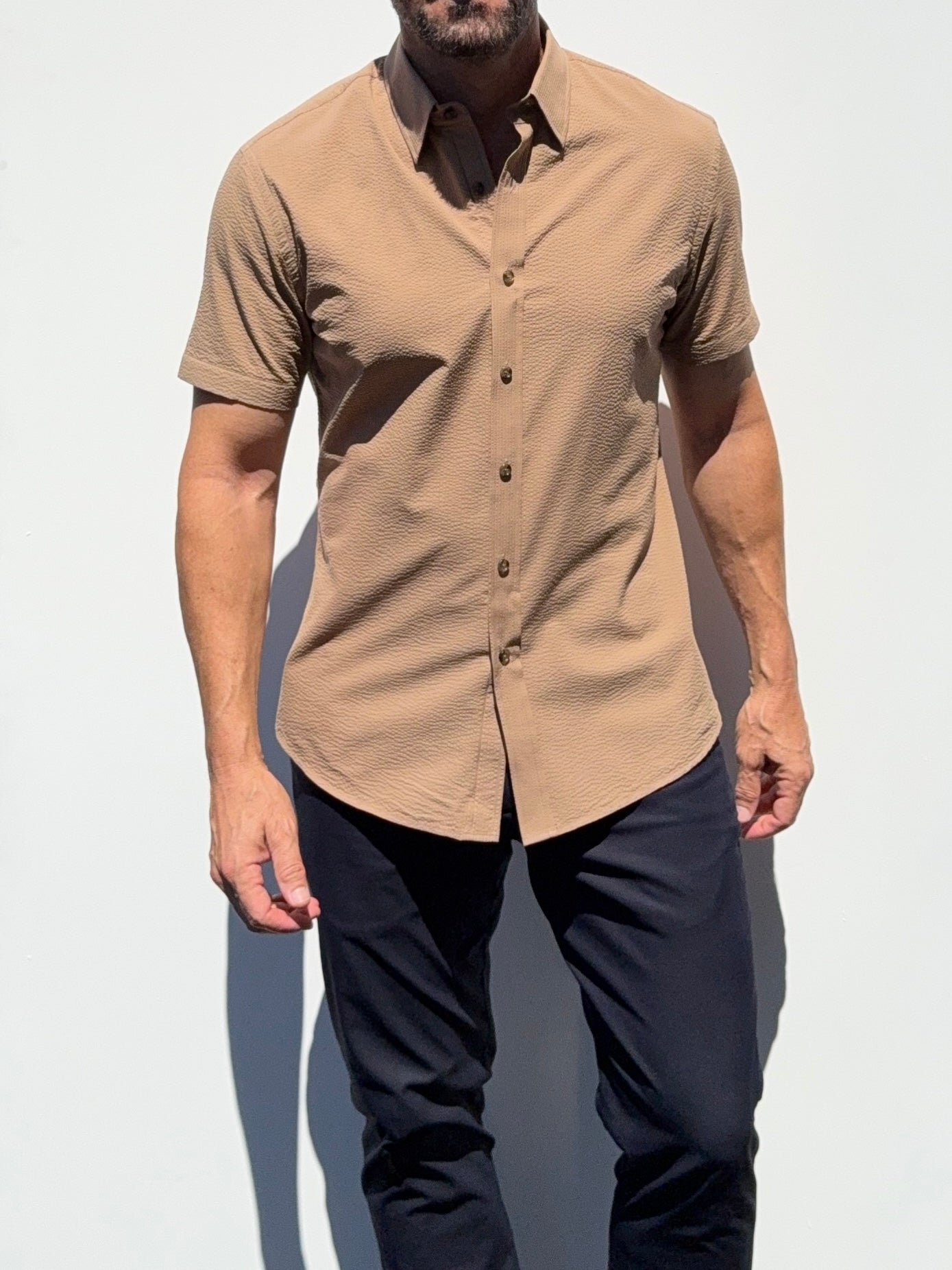 トップス PRIMEFLEX BIG SHORT SLEEVE SHIRT Short Sleeve No-Pocket Seersucker- Small Batch Series – Teddy