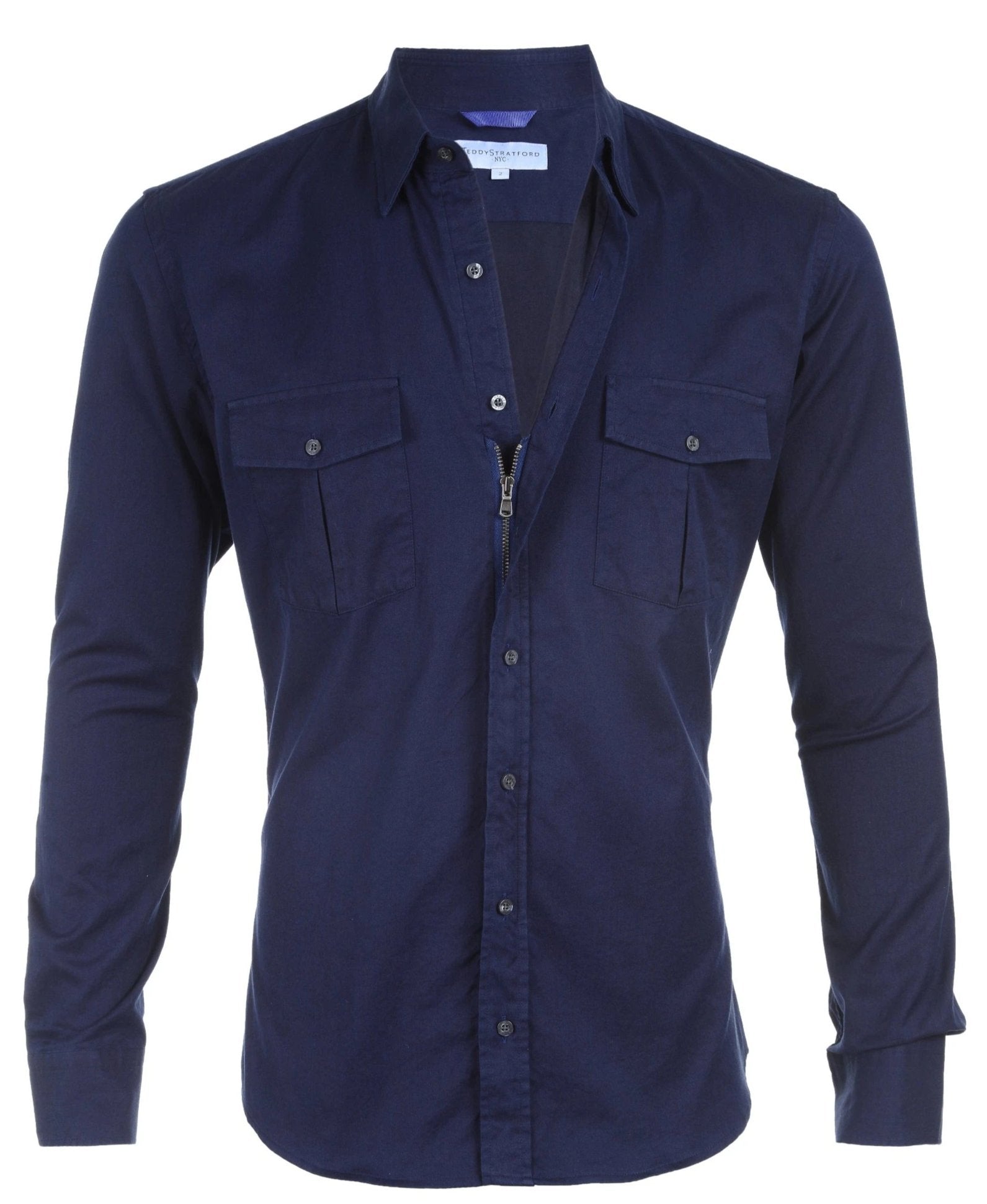 Zipper button down shirt discount