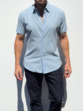 Short Sleeve Seersucker - Light Blue- Small Batch #705