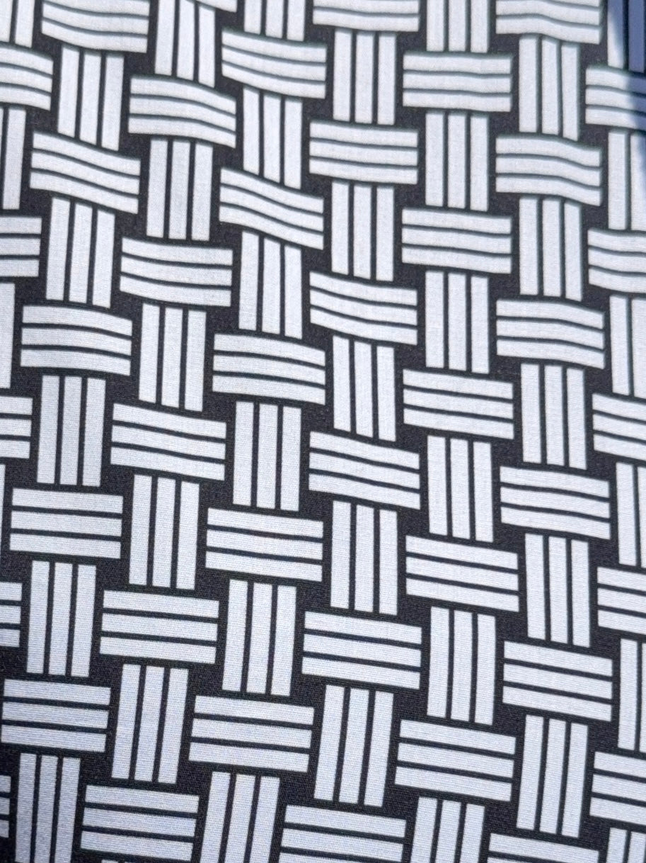 Basket Weave Print on Cotton - Navy Basket Weave