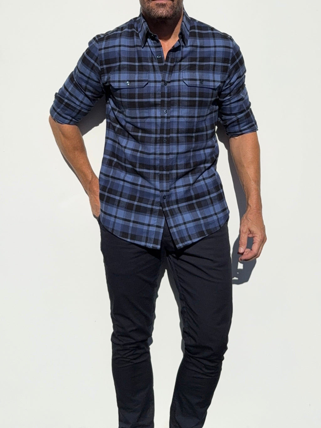 Navy & Blue Utility Flannel - Navy & Blue
