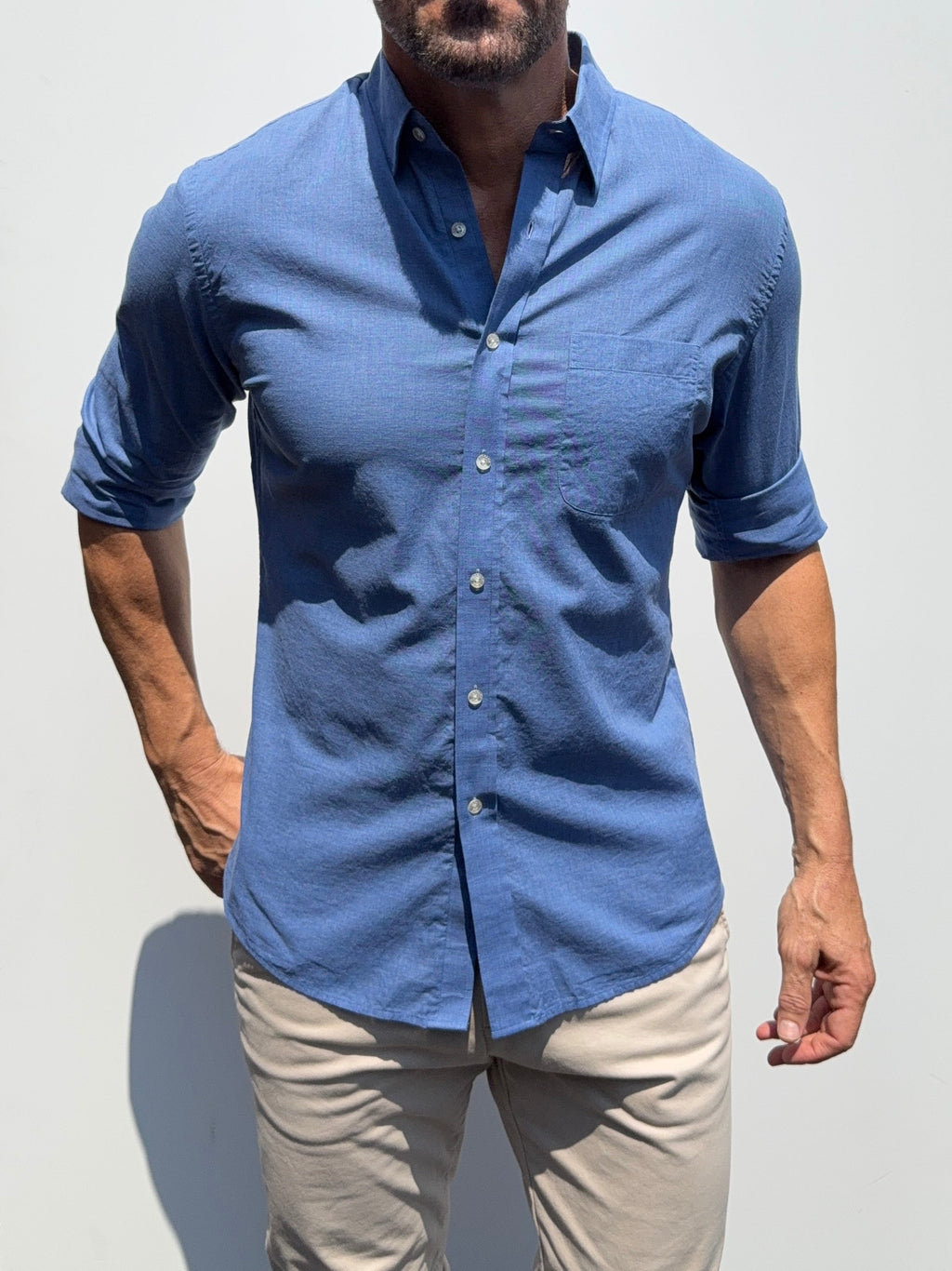 Super Lightweight Cotton- Long Sleeve - Pacific Blue