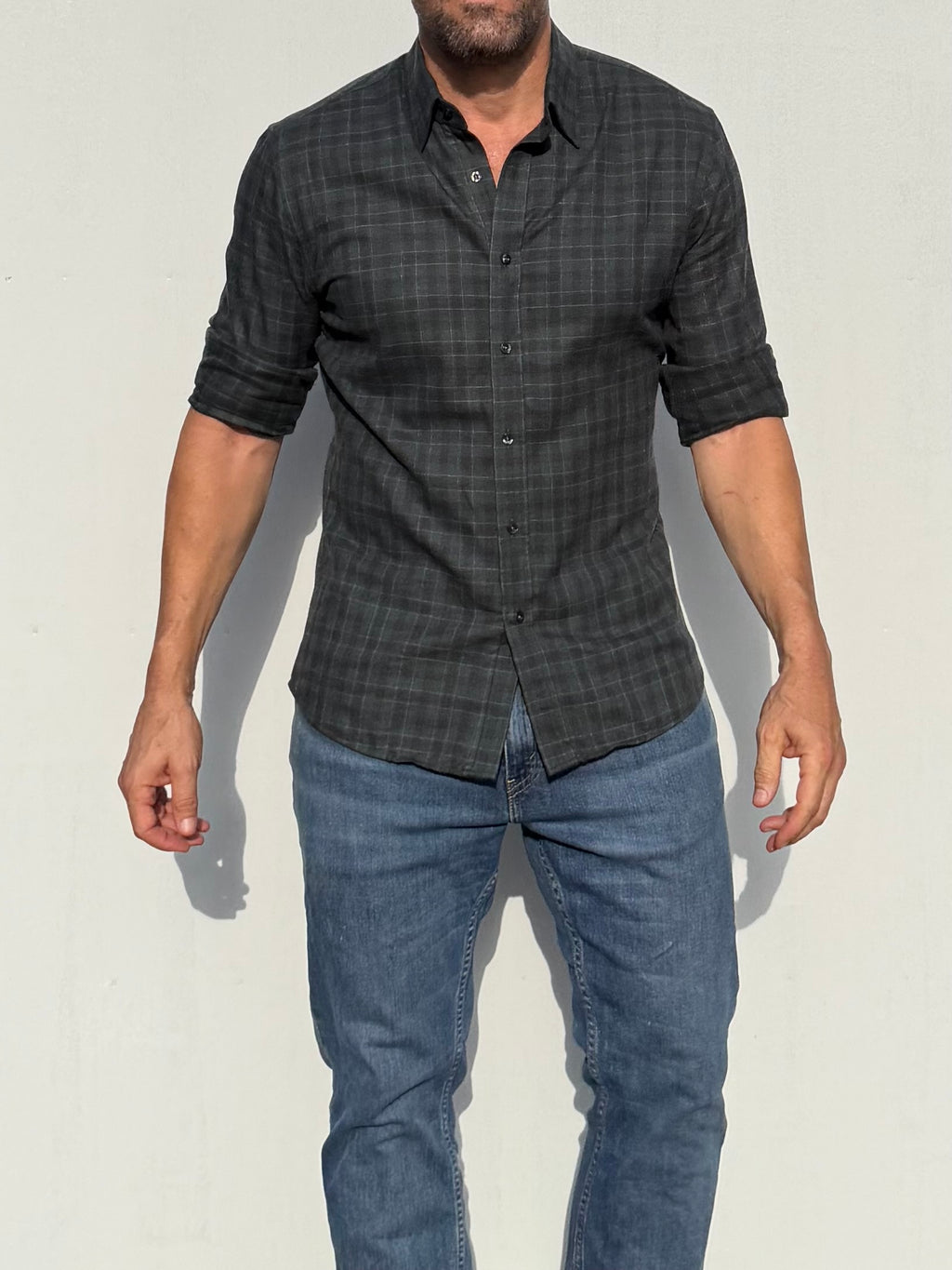 Dress Flannel - Green & Black Plaid