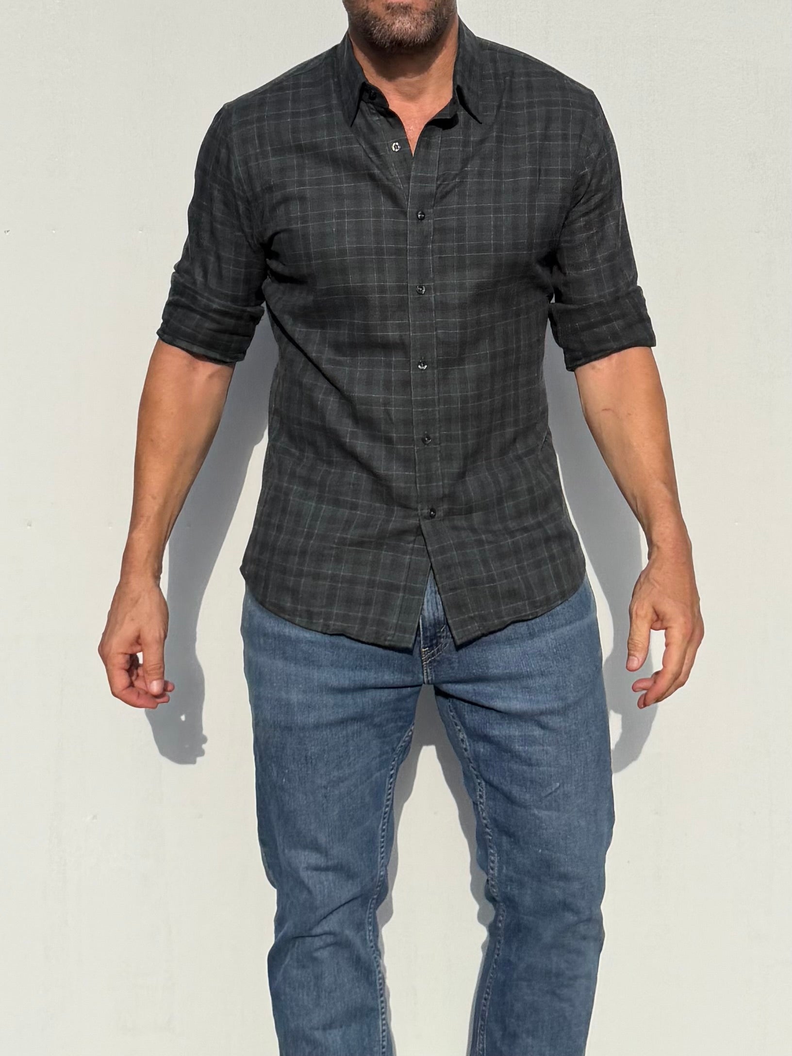 Dress Flannel - Green & Black Plaid