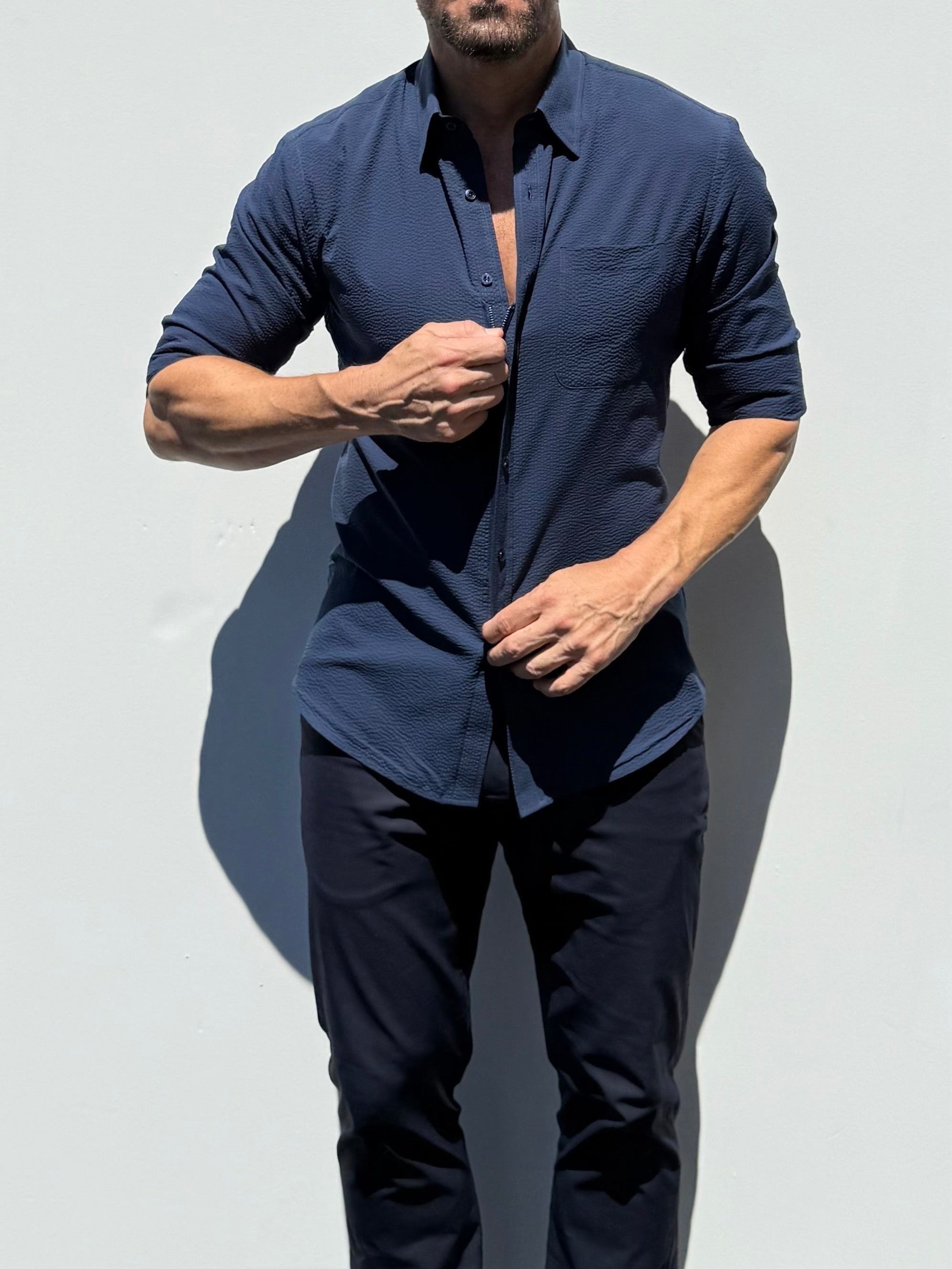 1-Pocket Seersucker - Navy- Small Batch #694