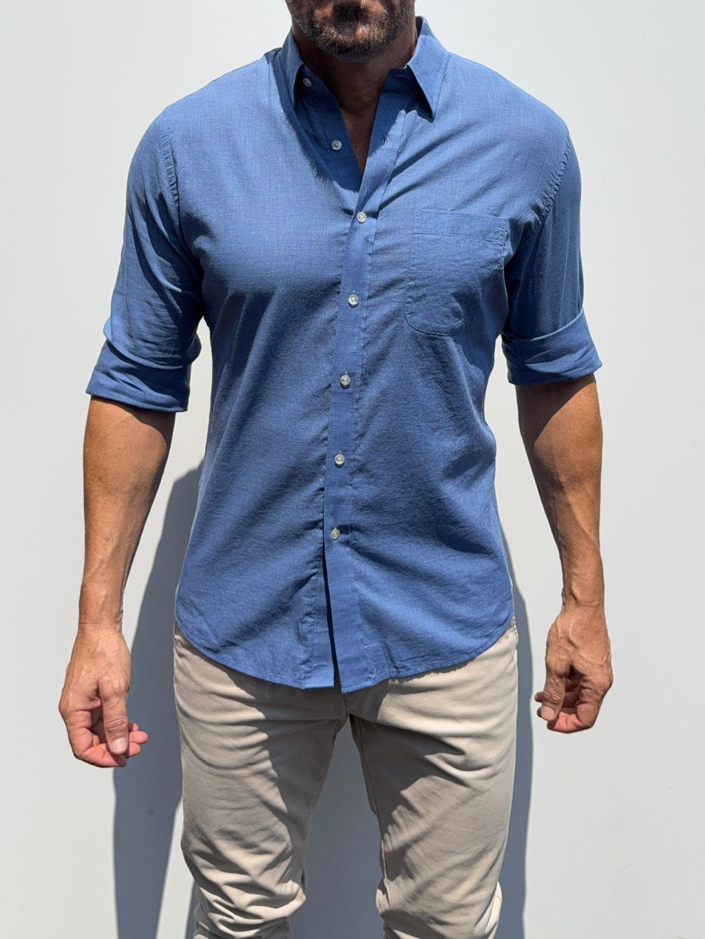 Super Lightweight Cotton- Long Sleeve - Pacific Blue