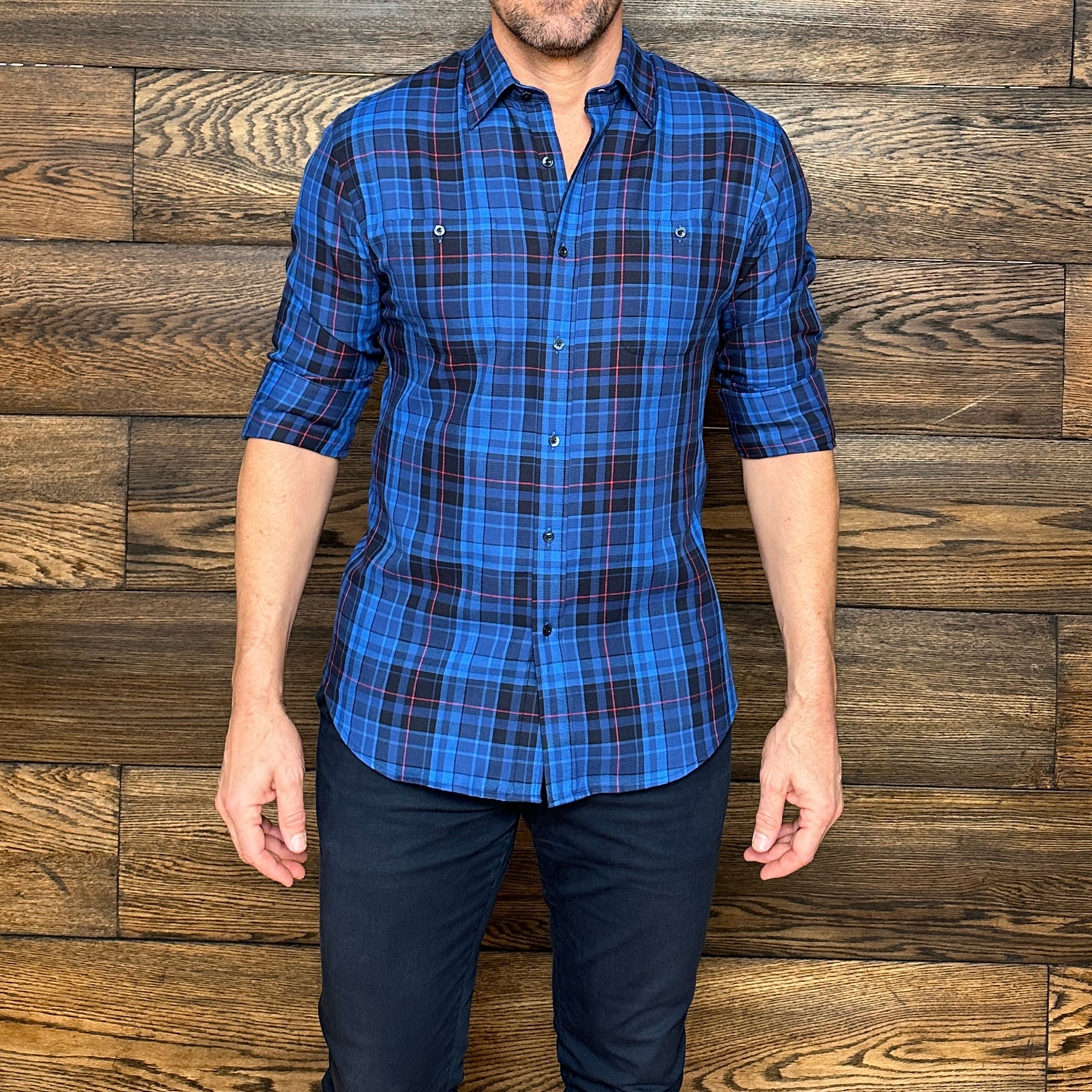 Royal Blue & Black Plaid Flannel - Royal Blue & Black Plaid