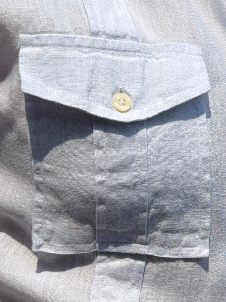 Short Sleeve Linen Raider Shirt - Small Batch Series - Pale Blue