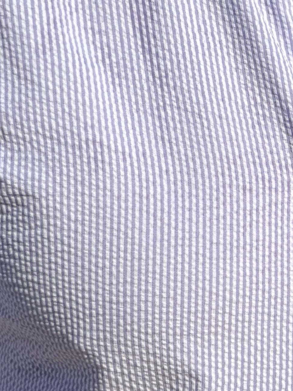 Band Collar Striped Seersucker - Lavender Stripe Seersucker Band Collar