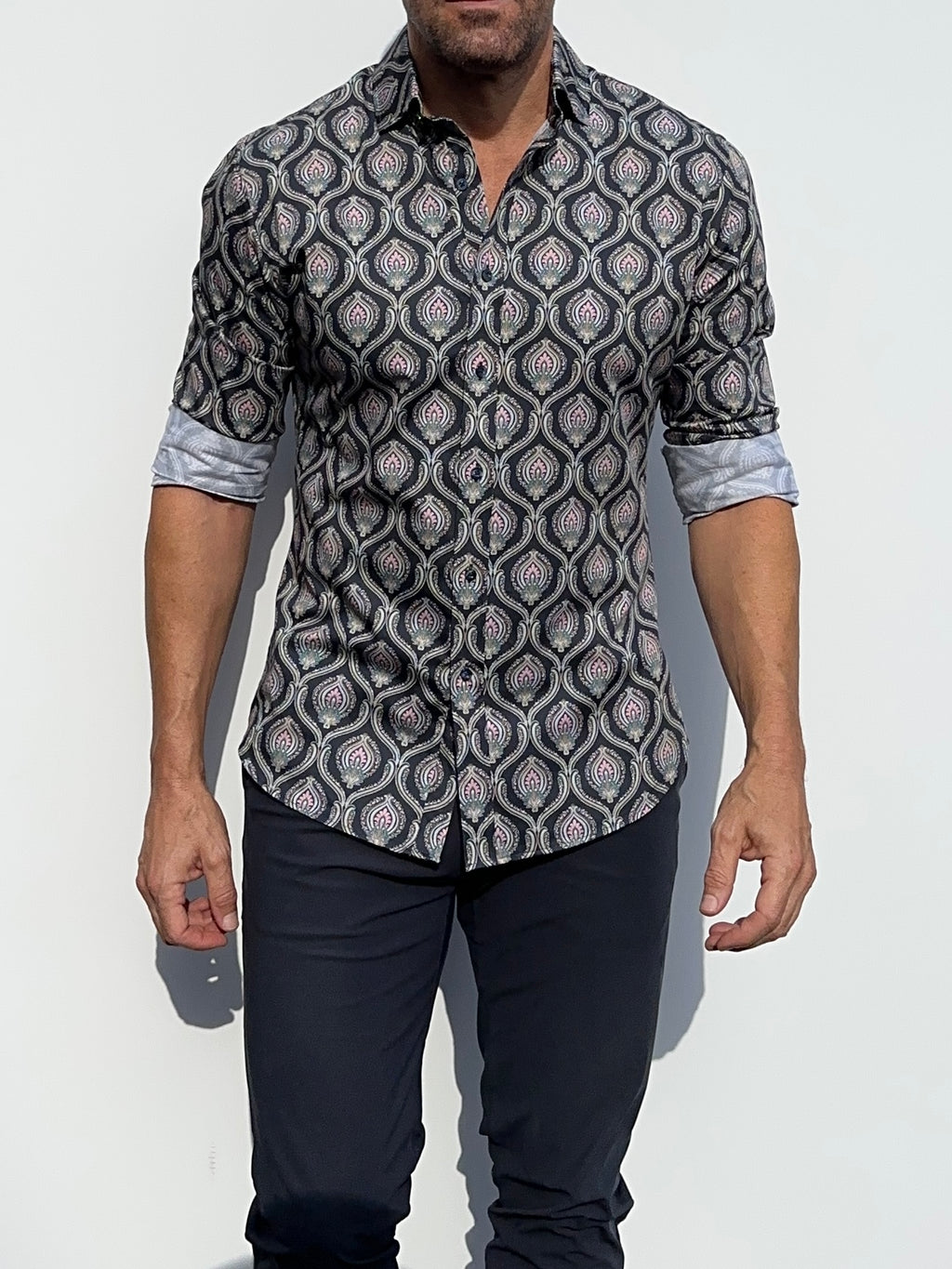 Ornate Party Shirt - Dark Blue