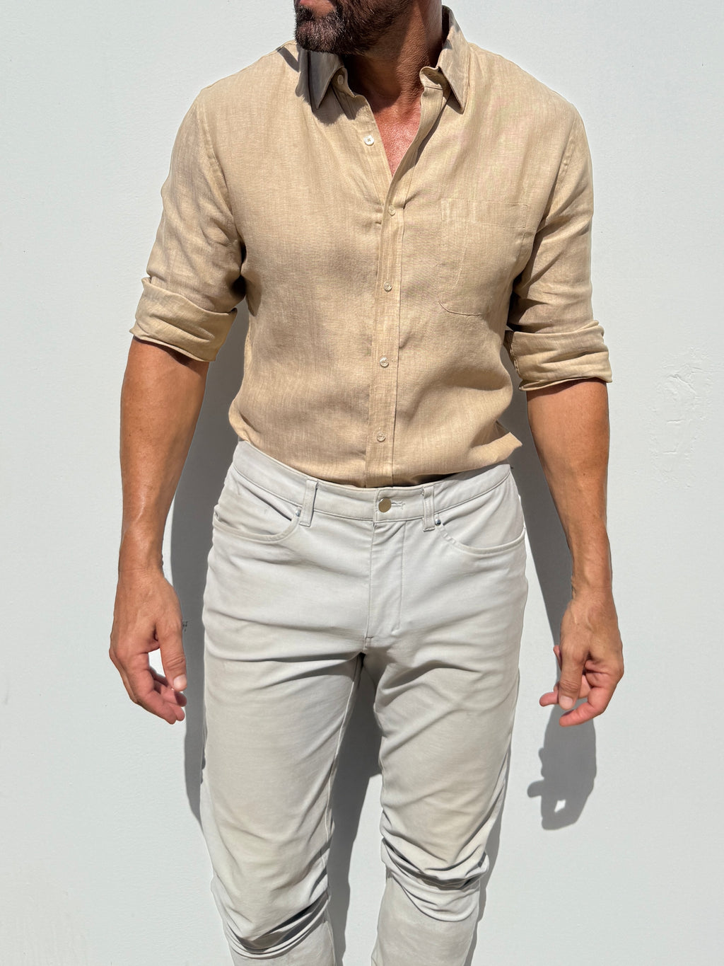 Long Sleeve 1-Pocket Linen - Desert Tan- Small Batch # 616
