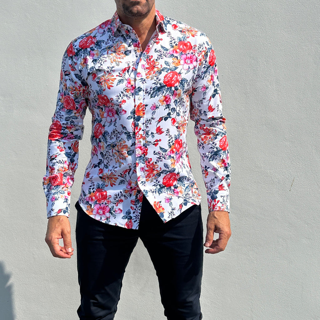 Rose Garden Party Shirt - Rose Garden on White