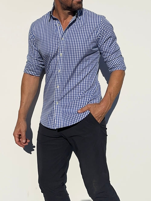 The Gingham Poplin - Navy Gingham Poplin