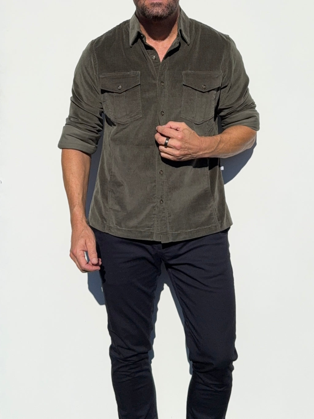 The Urban Legend Shirt Jacket in Corduroy - Dark Sage