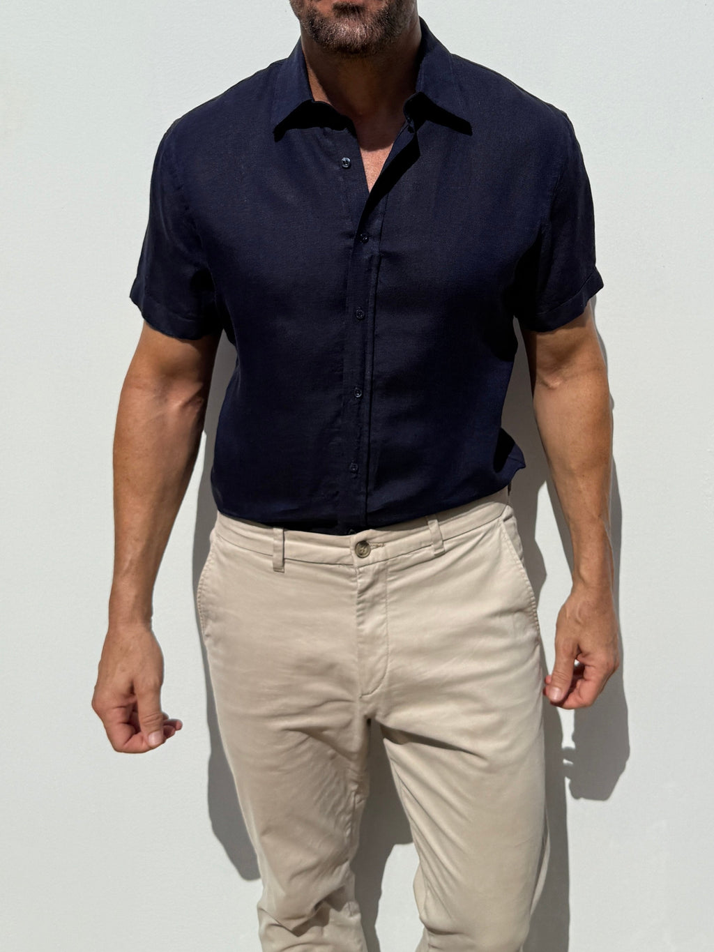 Short Sleeve Robust Linen - Midnight