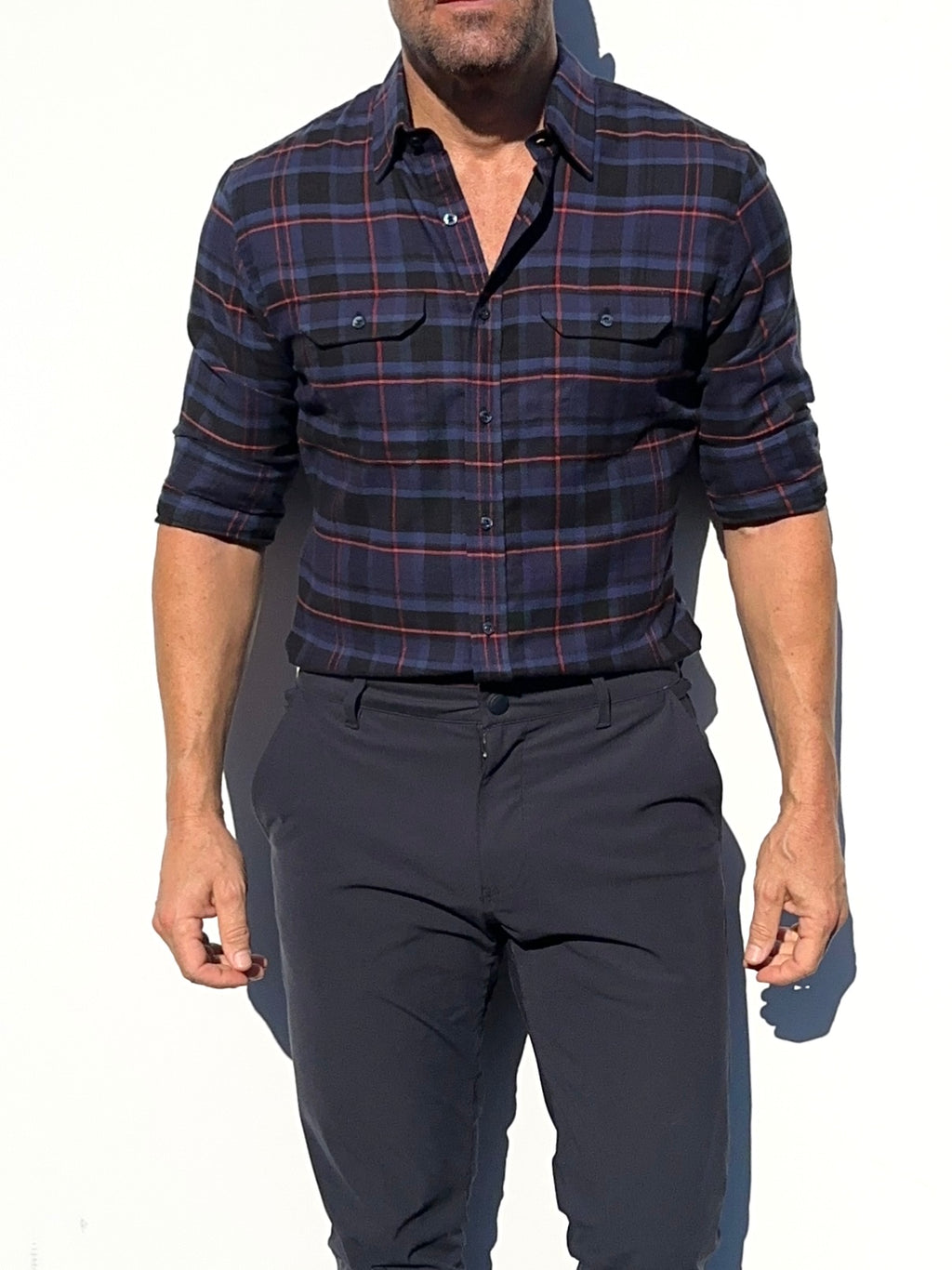 Navy, Black & Red Utility Flannel - Navy & Red