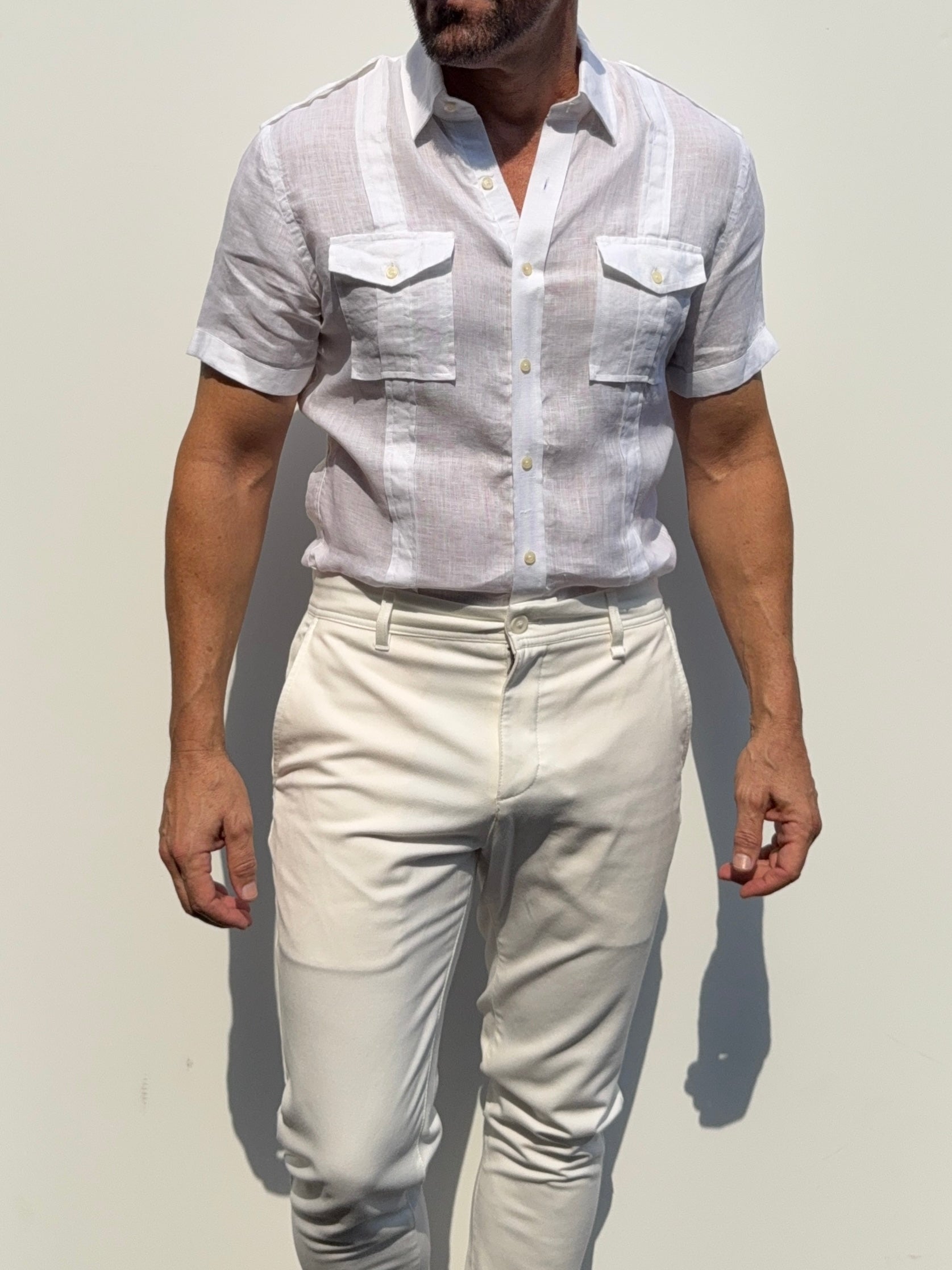 Short Sleeve Linen Raider Shirt - Small Batch Series - White