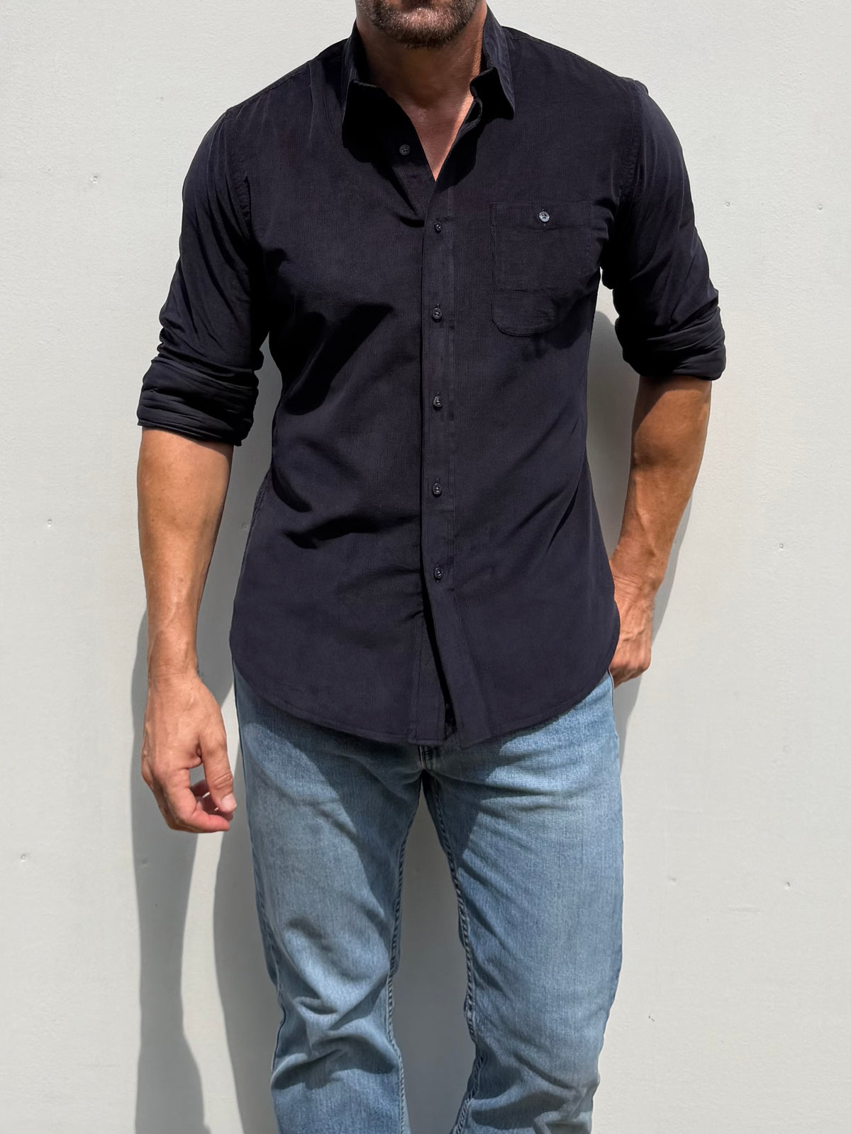 The One-Pocket Corduroy Shirt - Midnight Blue