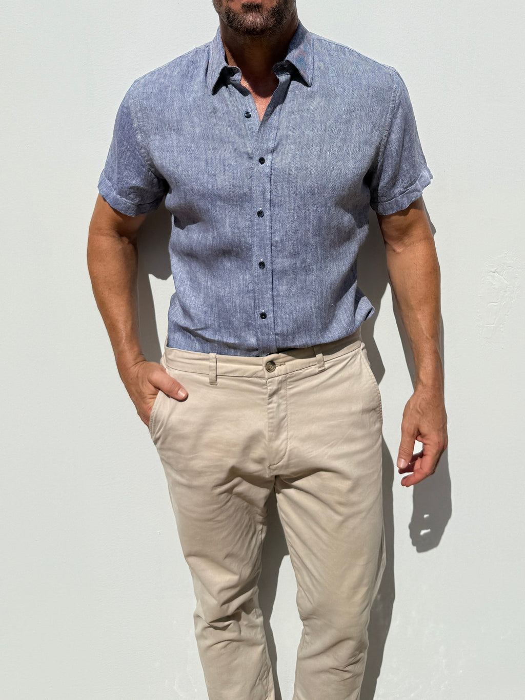 Short Sleeve Robust Linen - Indigo