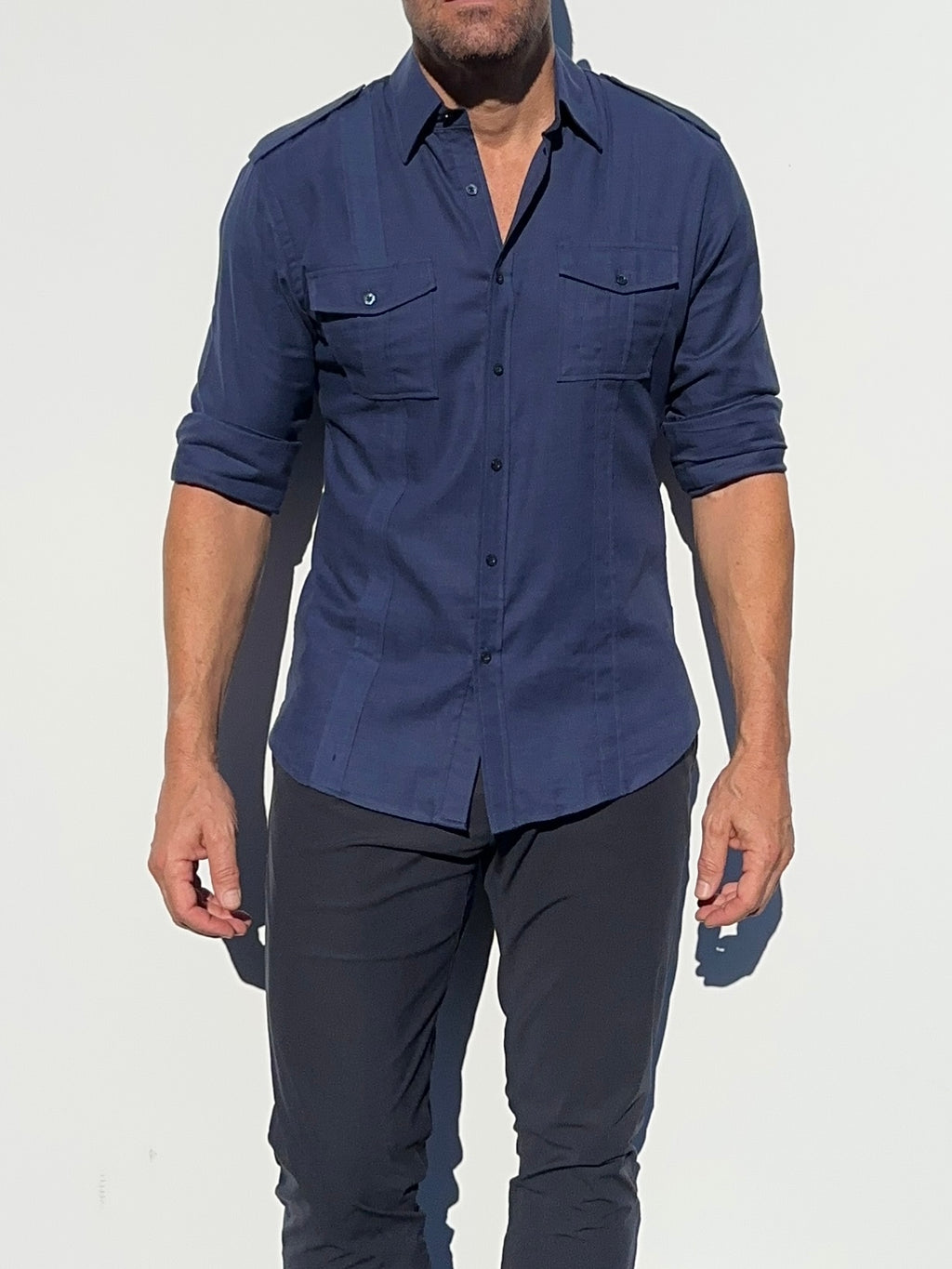 The Raider Shirt in Brushed Twill - Atlantic Blue