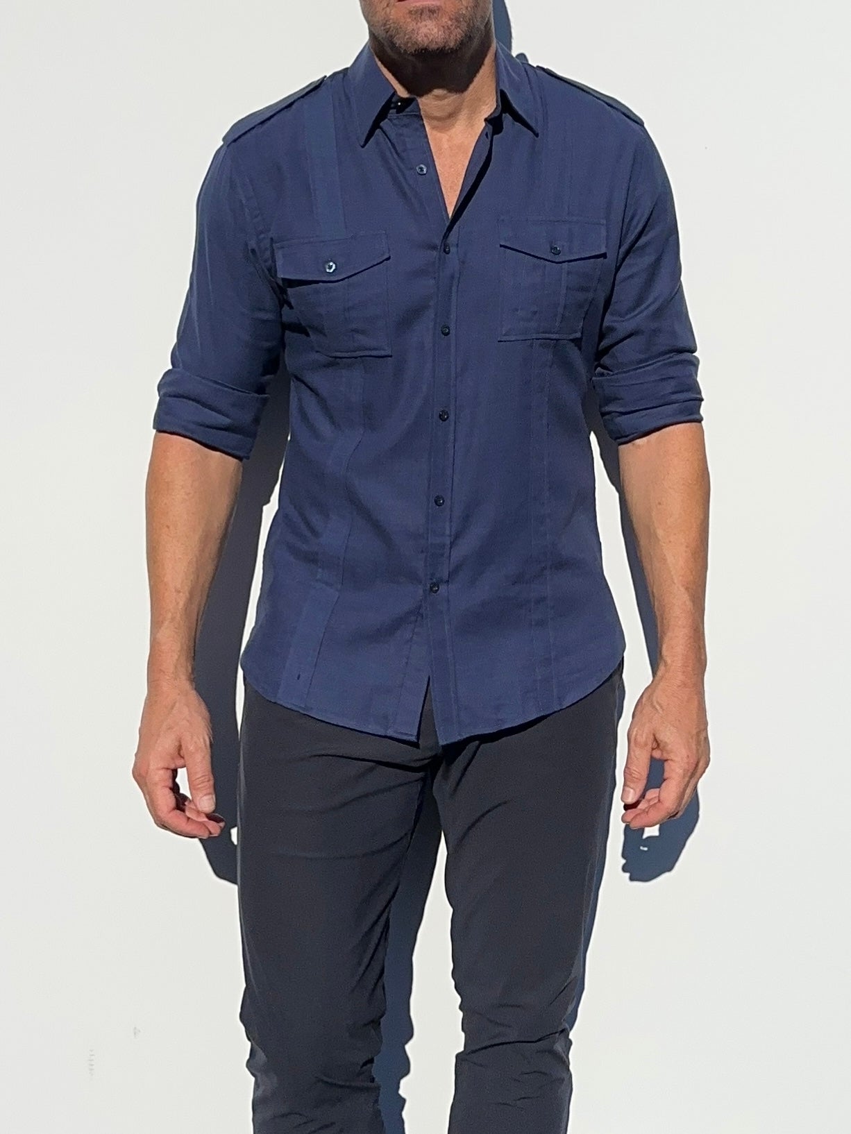 The Raider Shirt in Brushed Twill - Atlantic Blue
