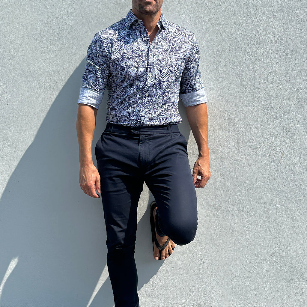 Paisley Print Party Shirt - Navy Paisley