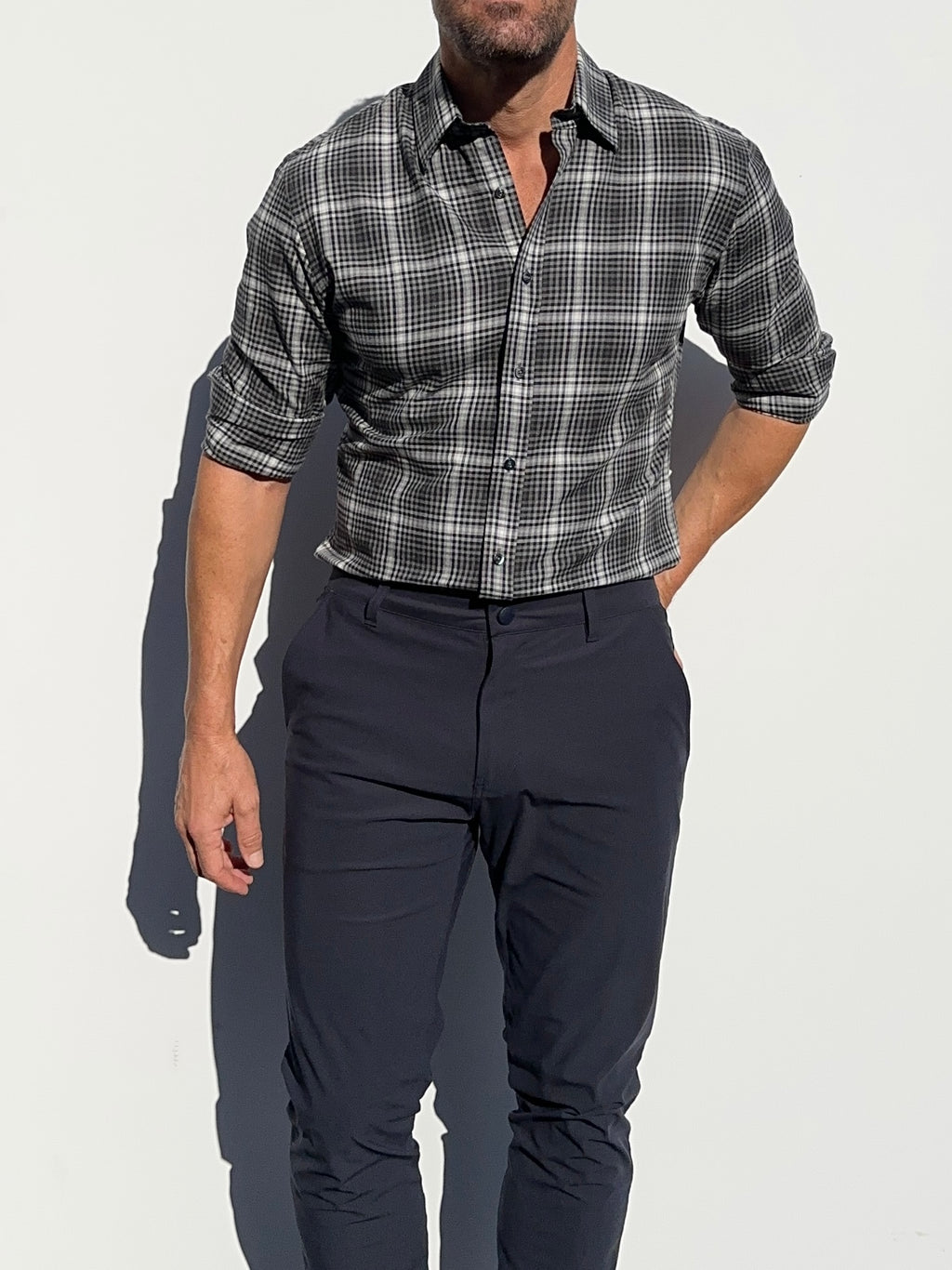 Black, White & Gray Glen Plaid Flannel - Gray Glen Plaid Flannel