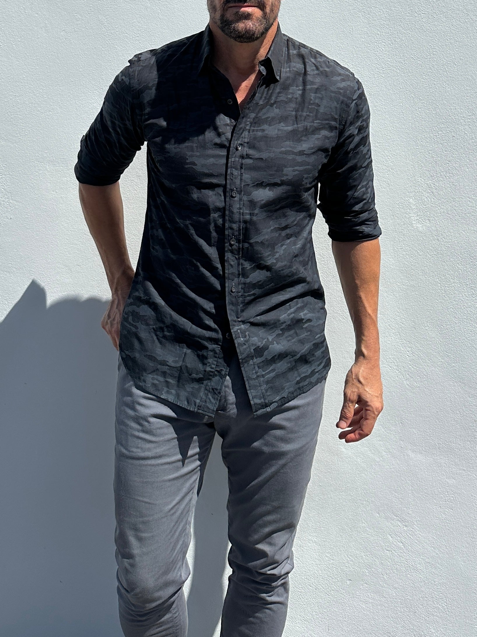 black camo dress shirt Au Noir Dress Shirt Montgomery Black