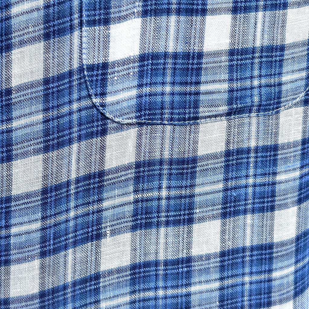 Plaid Linen - White & Blue Plaid Linen