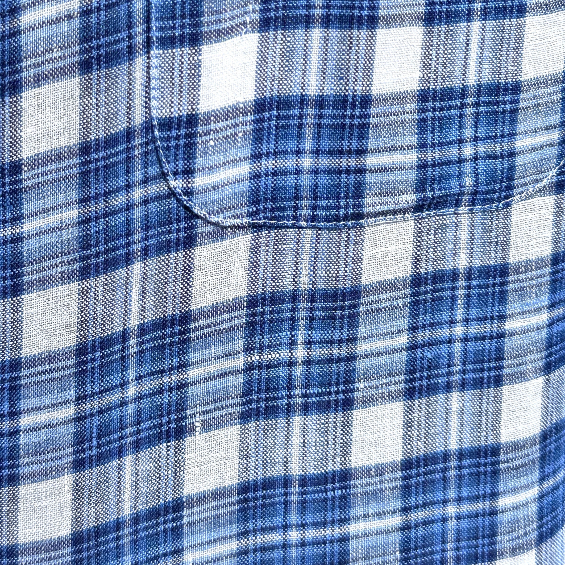 Plaid Linen - White & Blue Plaid Linen