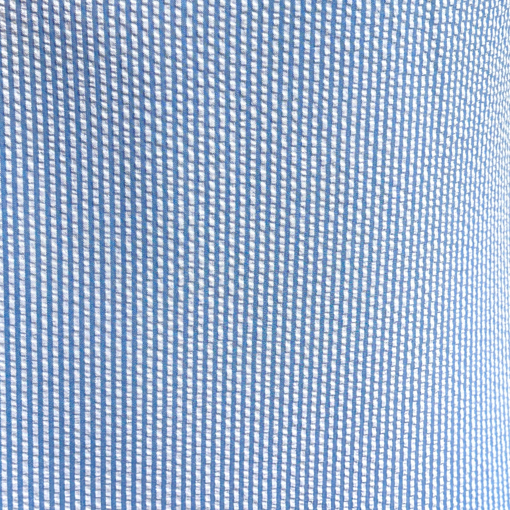 Band Collar Striped Seersucker - Light Blue Stripe Seersucker Band Collar