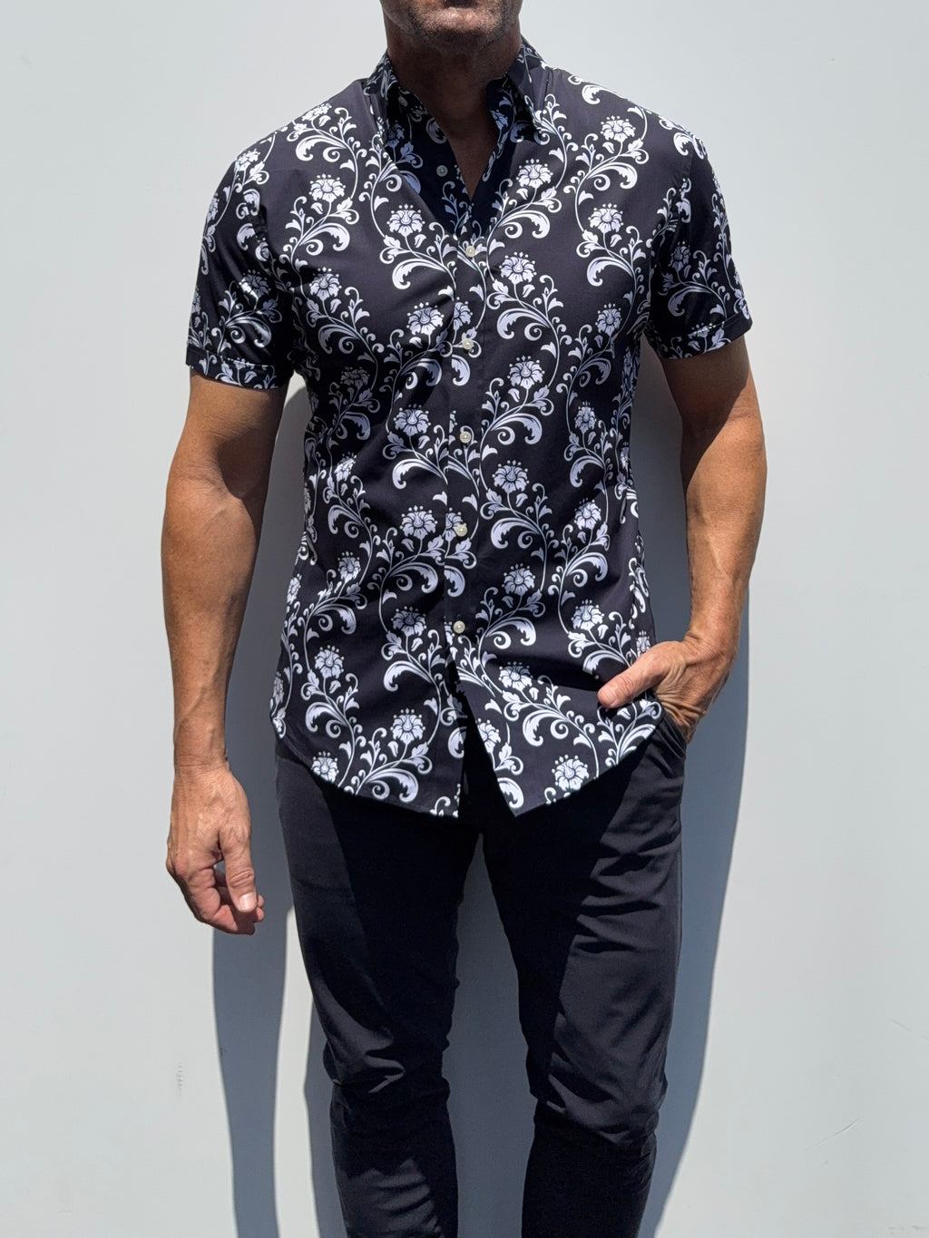 Ornamental Floral on Cotton - Ornamental Floral on Navy- Small Batch #