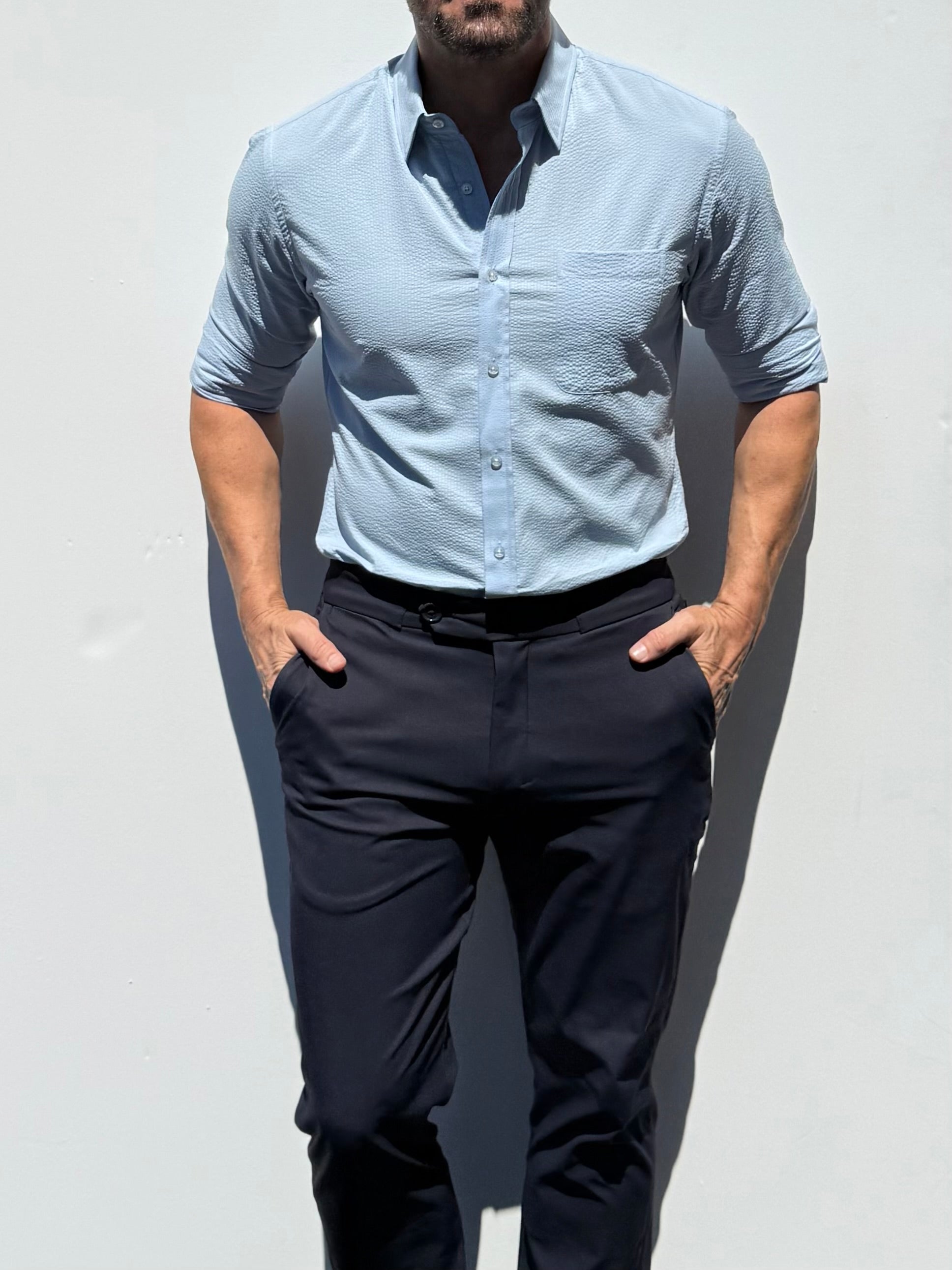 1-Pocket Seersucker - Light Blue- Small Batch #693