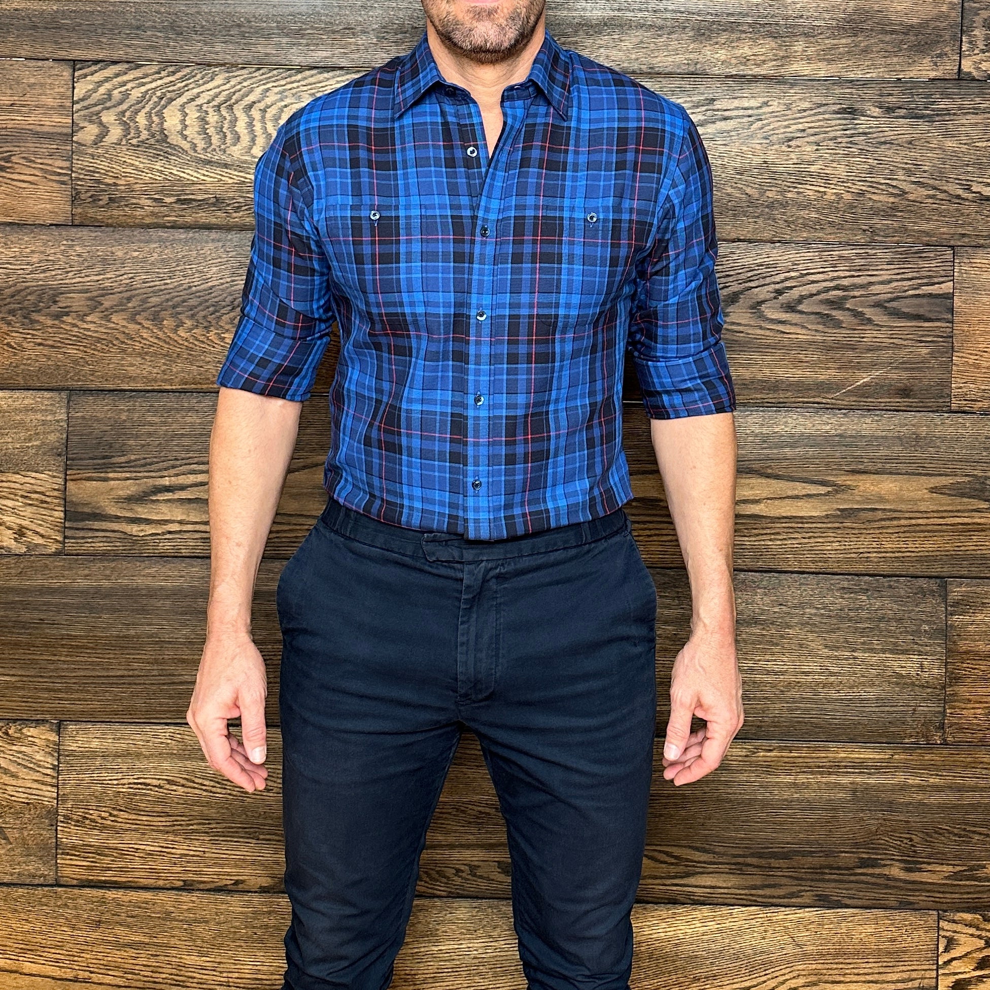 Royal Blue & Black Plaid Flannel - Royal Blue & Black Plaid