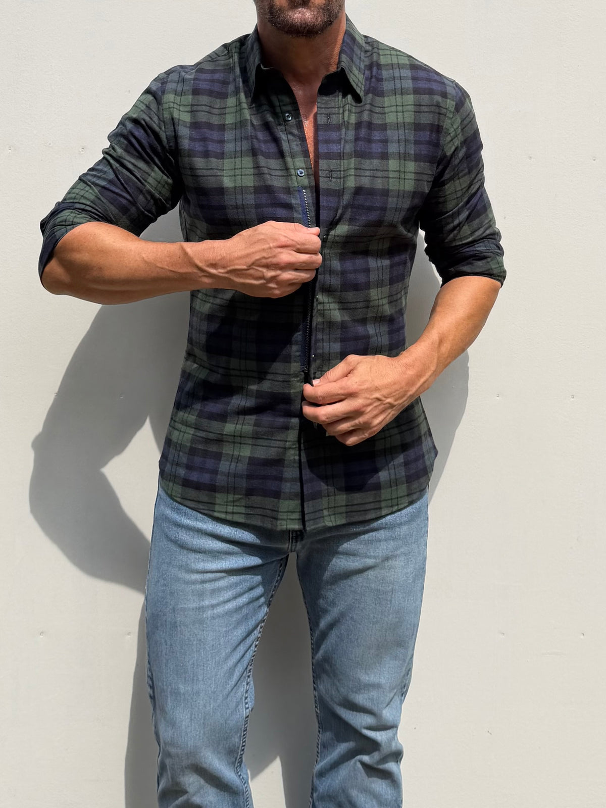 Plaid Dress Flannel - Green & Navy