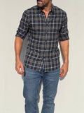 Dress Flannel - Navy, Gray & White Plaid