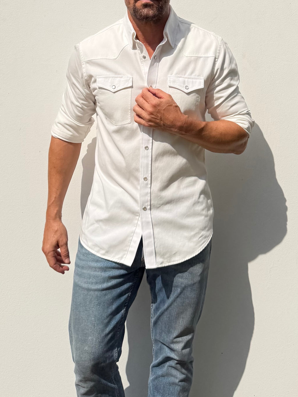 The Denim Western in Off-White - Off-White Denim