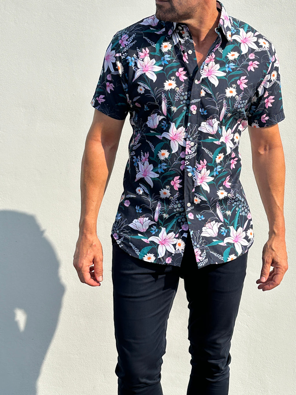 Lily Floral Party Shirt - Navy