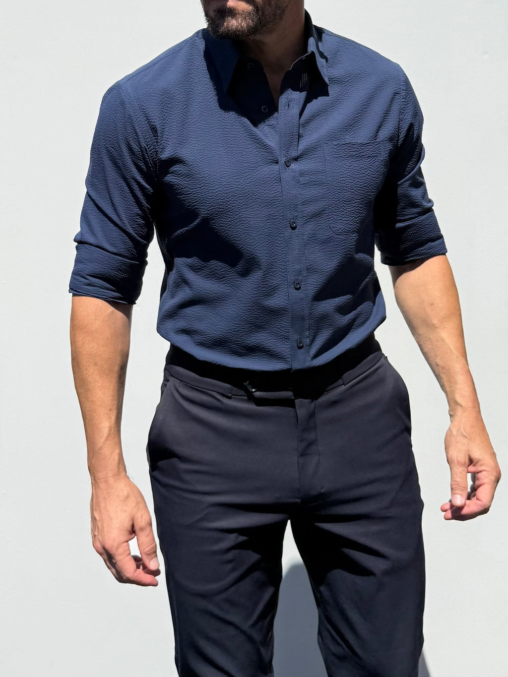 1-Pocket Seersucker - Navy- Small Batch #694