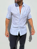 Long Sleeve 1-Pocket Linen - Pale Blue- Small Batch # 614