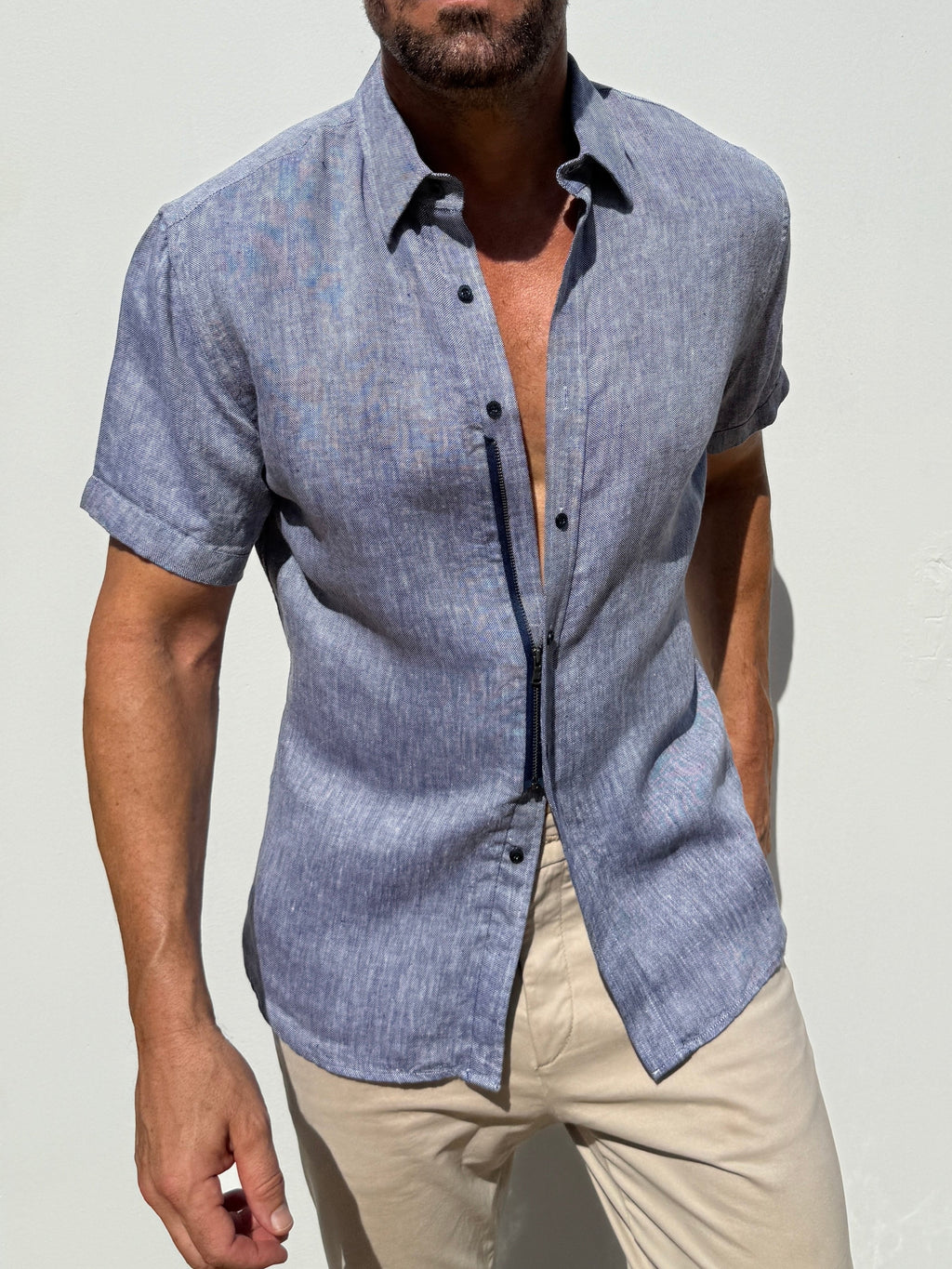 Short Sleeve Robust Linen - Indigo