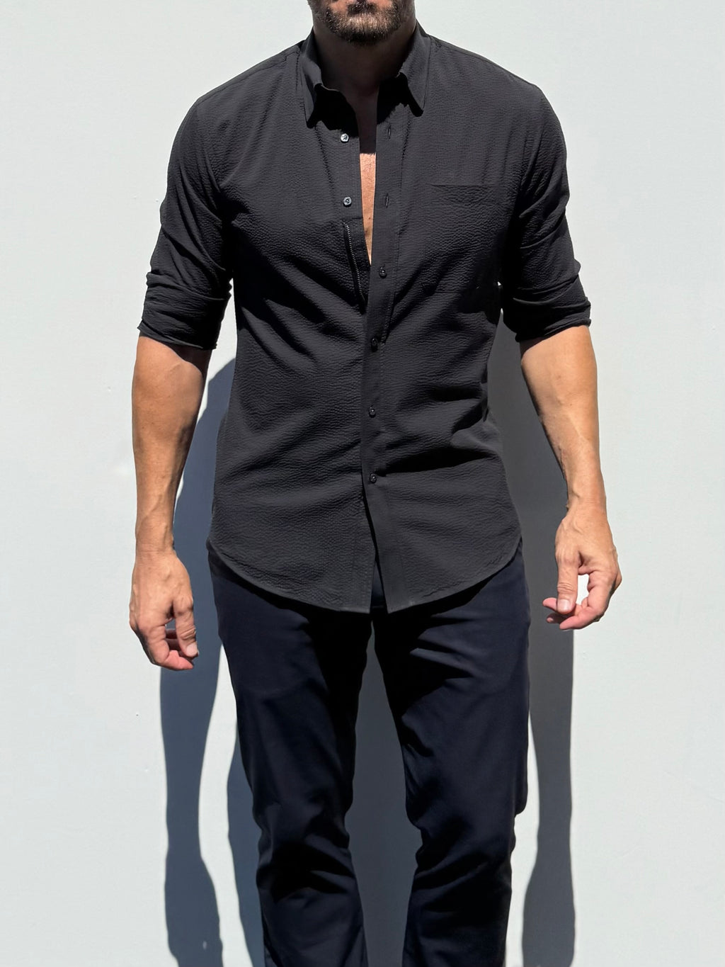 1-Pocket Seersucker - Black- Small Batch #691