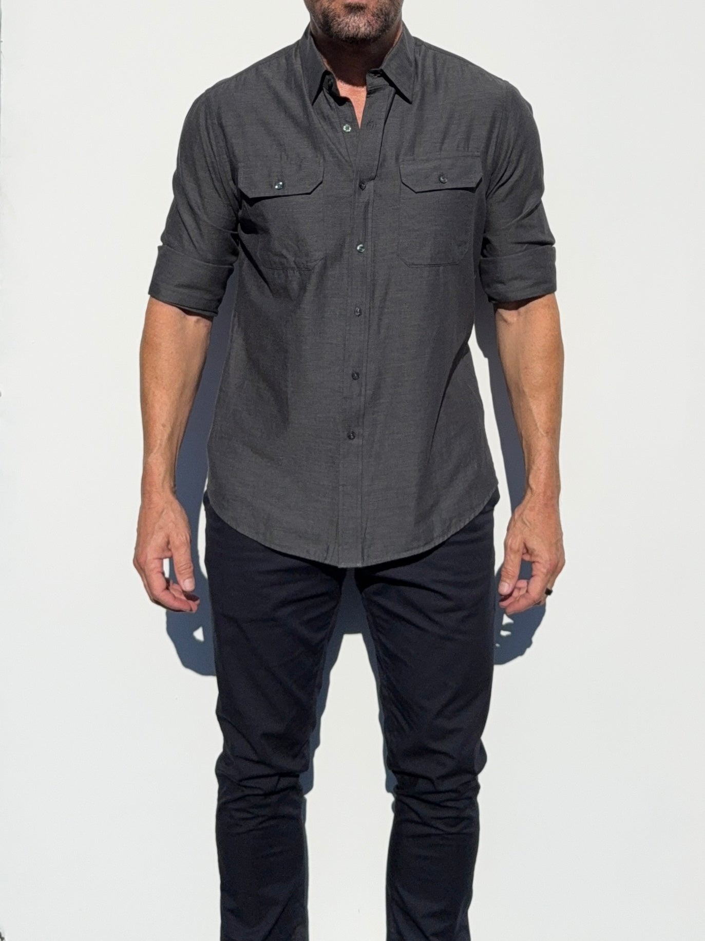 The Utility Shirt in Twill - Dark Gray