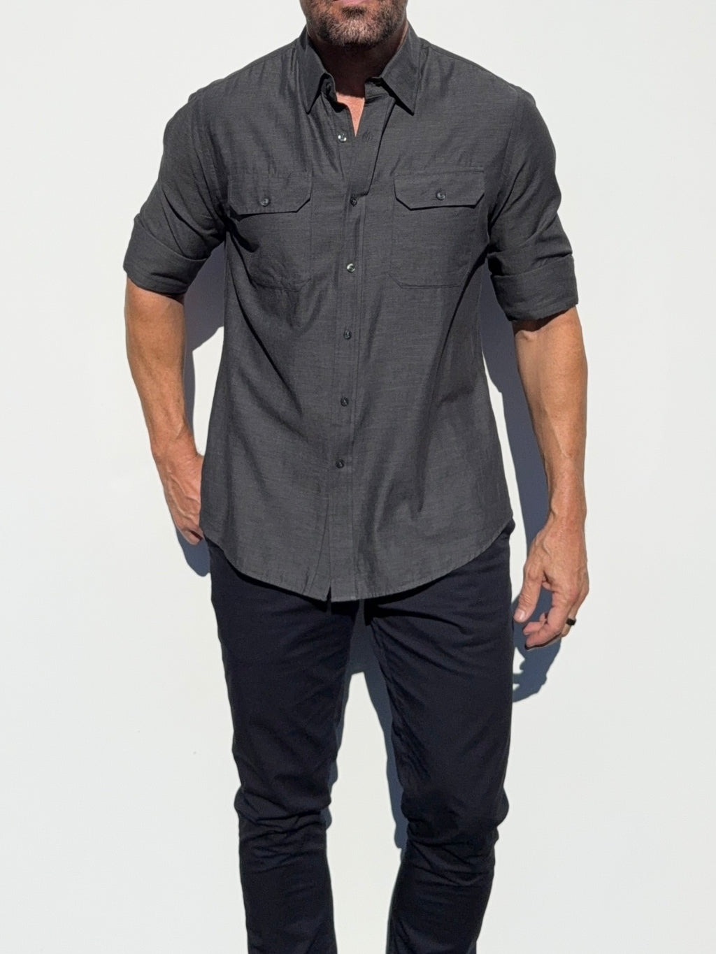 The Utility Shirt in Twill - Dark Gray