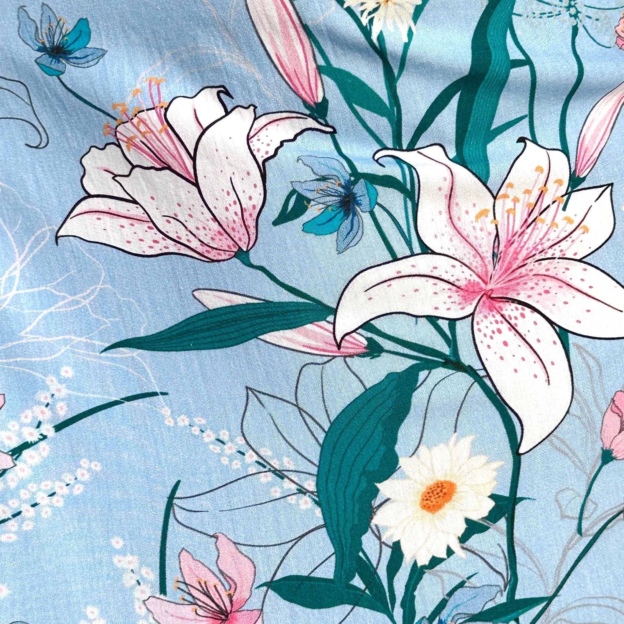 Lily Floral Party Shirt - Light Blue