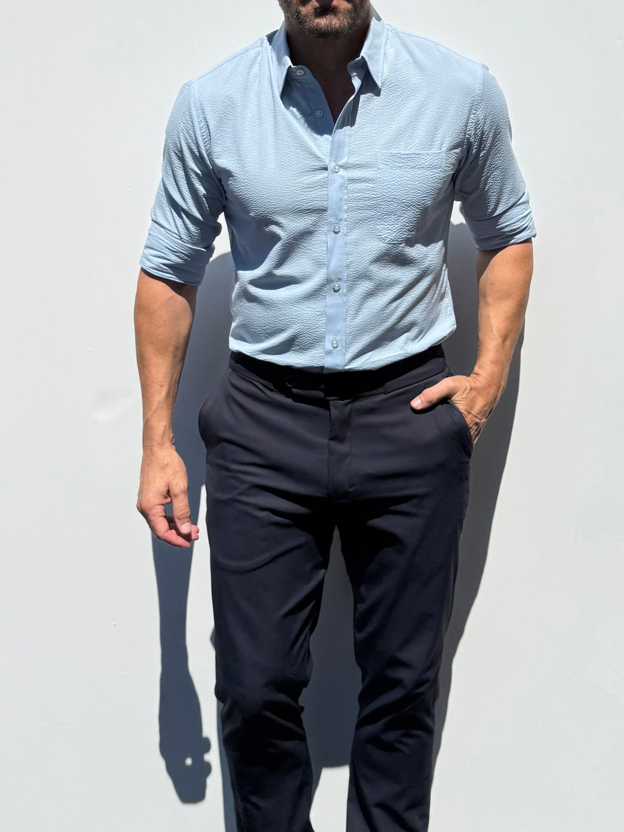 1-Pocket Seersucker - Light Blue- Small Batch #693