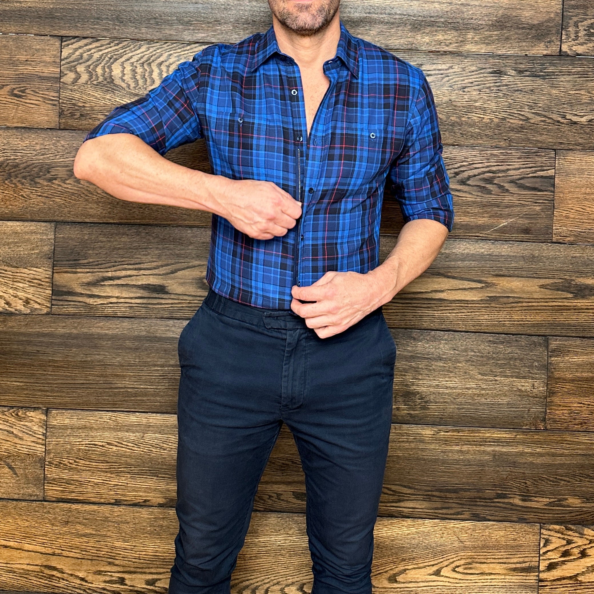 Royal Blue & Black Plaid Flannel - Royal Blue & Black Plaid