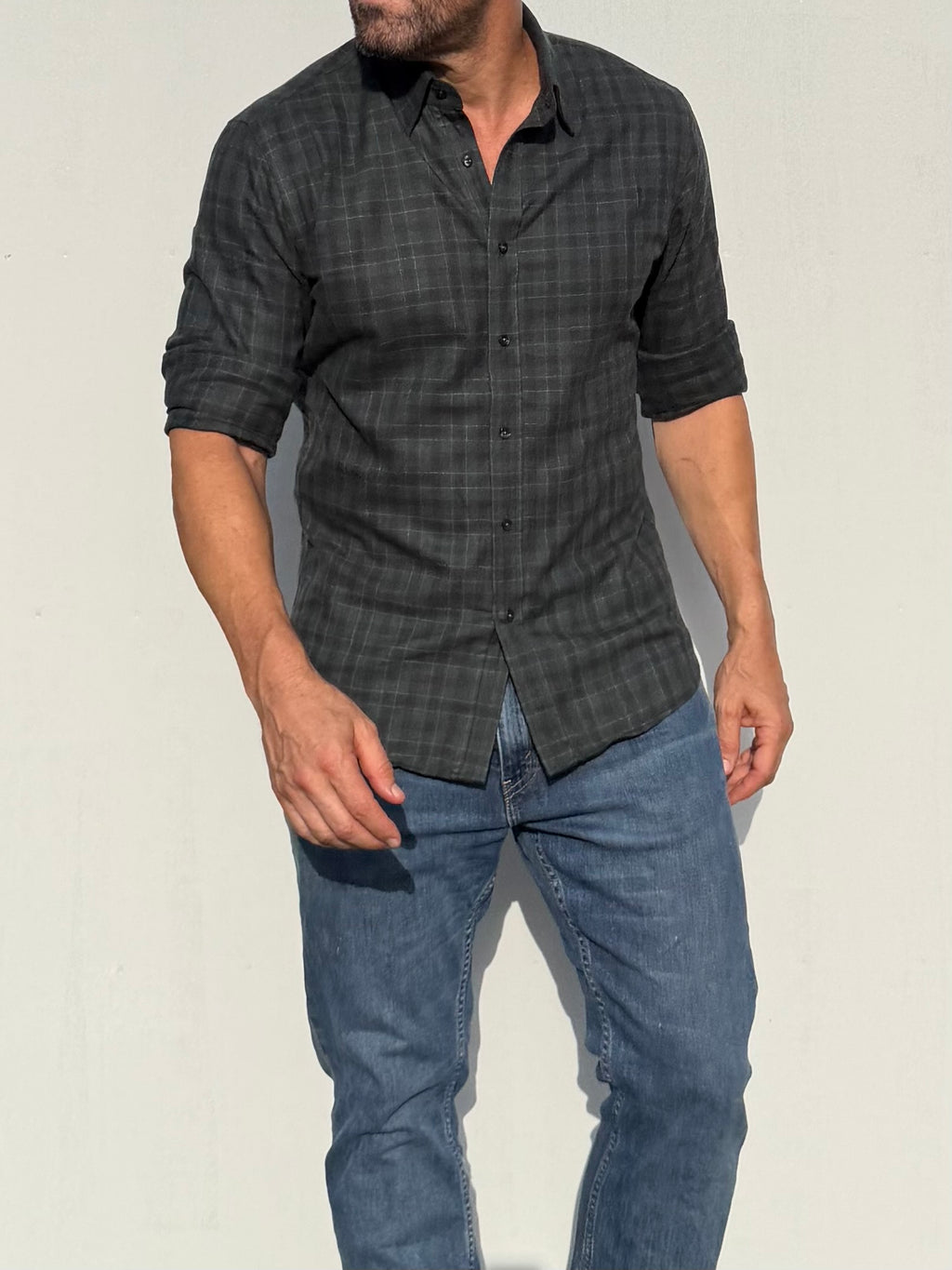 Dress Flannel - Green & Black Plaid
