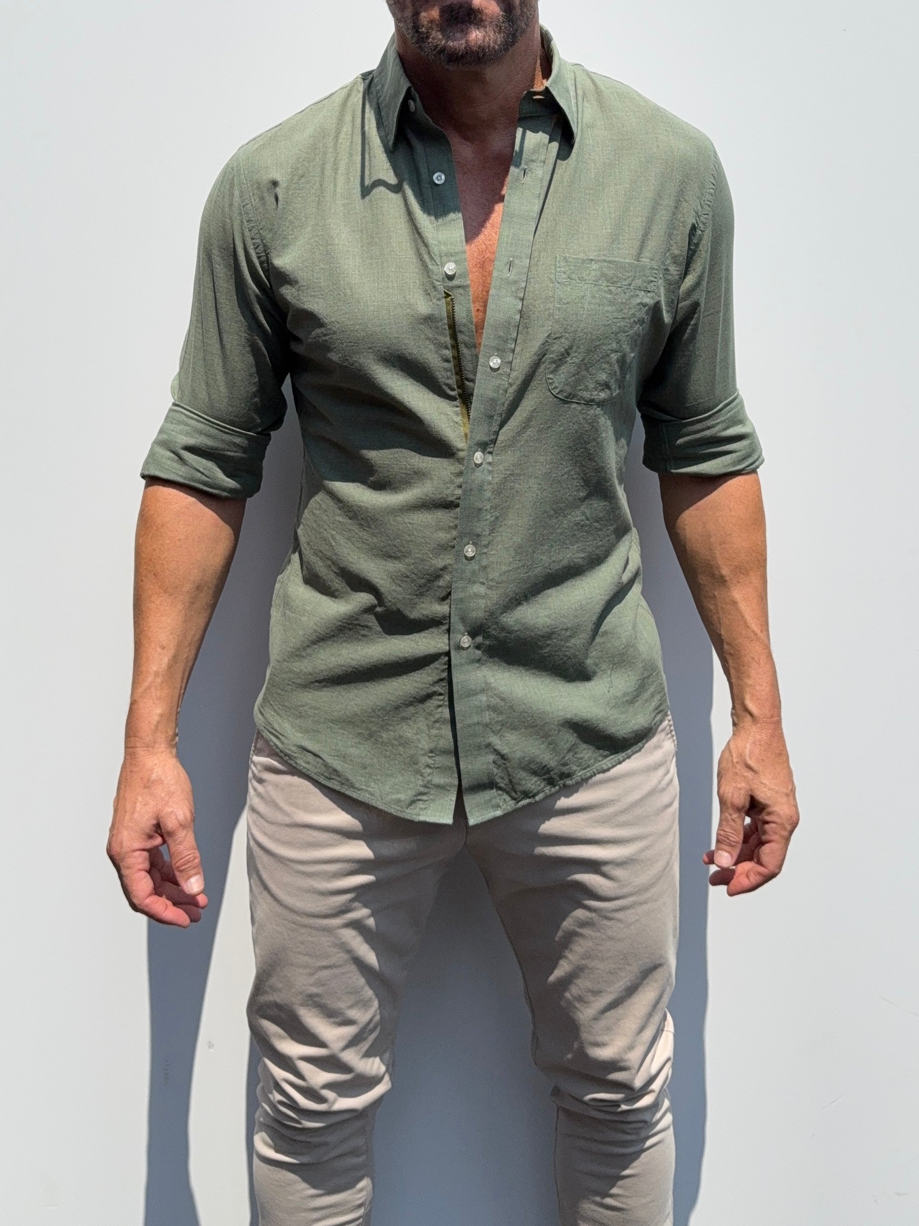 Super Lightweight Cotton- Long Sleeve - Moss Green
